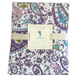 Pottery Barn Kids Brooklyn Duvet Cover Full Queen Purple Paisley HTF 90 x 88 NWT